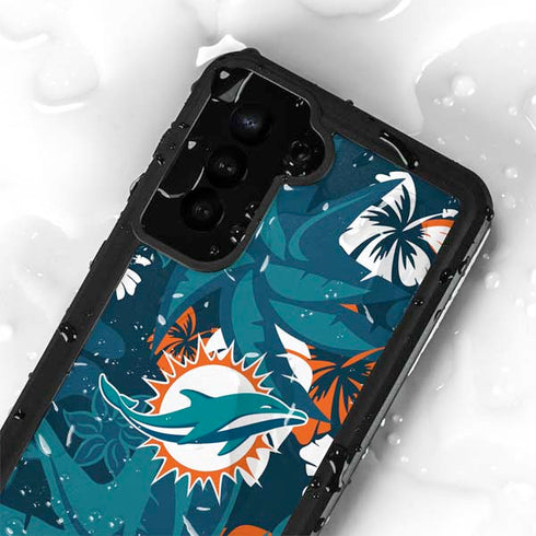 NFL Miami Dolphins Tropical Print Galaxy S23 Waterproof Case