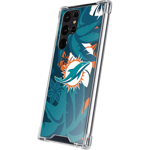 NFL Miami Dolphins Tropical Print Galaxy S24 Ultra Clear Case
