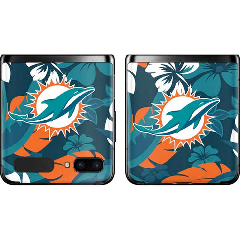 NFL Miami Dolphins Tropical Print Galaxy Z Flip Skin