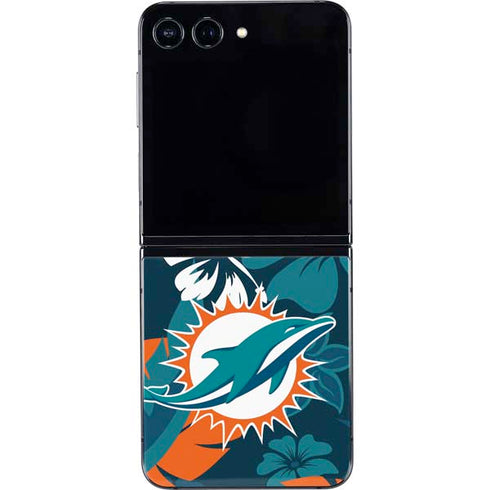 NFL Miami Dolphins Tropical Print Galaxy Z Flip5 5G Skin