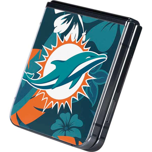 NFL Miami Dolphins Tropical Print Galaxy Z Flip5 5G Skin