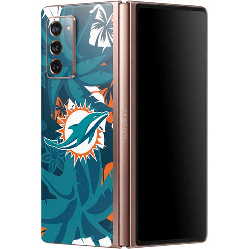 NFL Miami Dolphins Tropical Print Galaxy Z Fold2 5G Skin