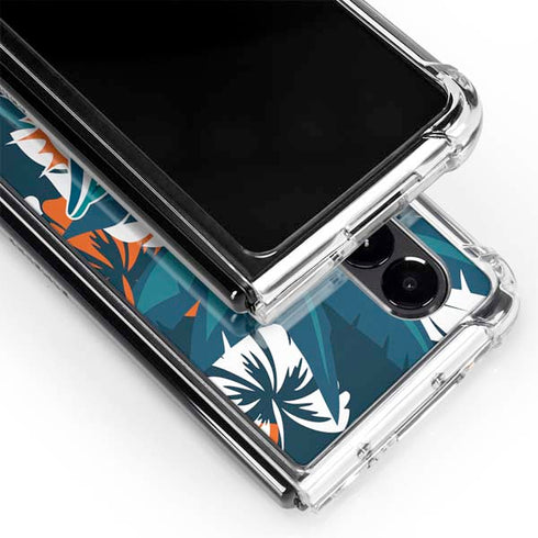 NFL Miami Dolphins Tropical Print Galaxy Z Fold4 5G Clear Case