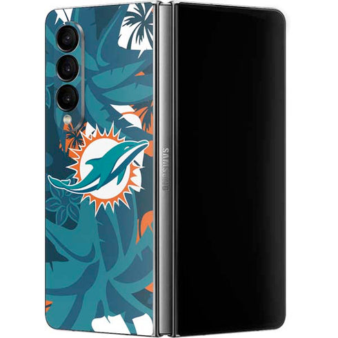 NFL Miami Dolphins Tropical Print Galaxy Z Fold4 5G Skin