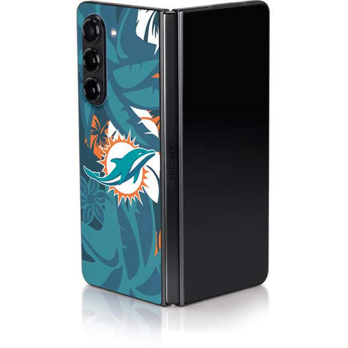 NFL Miami Dolphins Tropical Print Galaxy Z Fold5 5G Skin