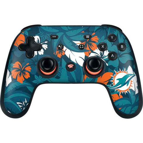 NFL Miami Dolphins Tropical Print Google Stadia Controller Skin