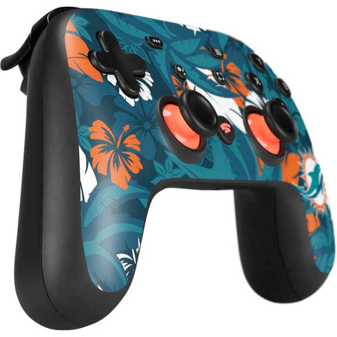 NFL Miami Dolphins Tropical Print Google Stadia Controller Skin