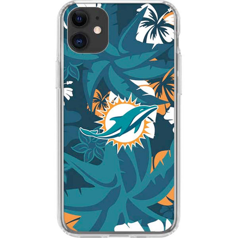 NFL Miami Dolphins Tropical Print iPhone 11 Clear Case