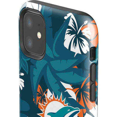 NFL Miami Dolphins Tropical Print iPhone 11 Impact Case