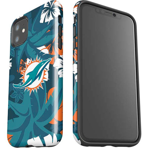 NFL Miami Dolphins Tropical Print iPhone 11 Impact Case