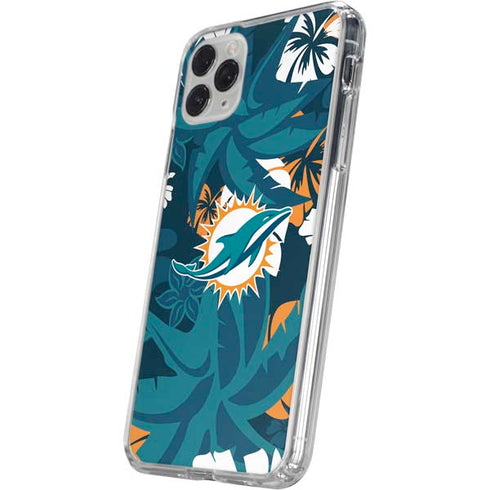 NFL Miami Dolphins Tropical Print iPhone 11 Pro Clear Case