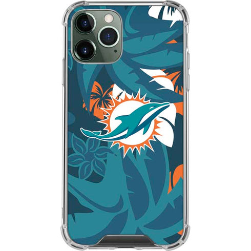 NFL Miami Dolphins Tropical Print iPhone 11 Pro Max Clear Case