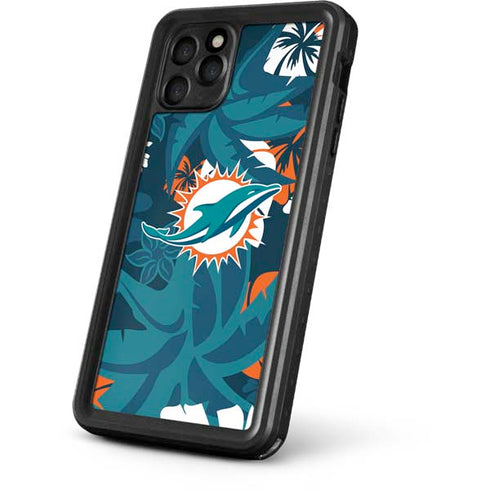 NFL Miami Dolphins Tropical Print iPhone 11 Pro Max Waterproof Case