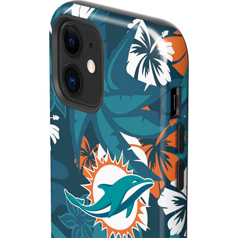 NFL Miami Dolphins Tropical Print iPhone 12 Impact Case