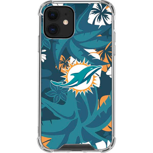 NFL Miami Dolphins Tropical Print iPhone 12 Mini Clear Case