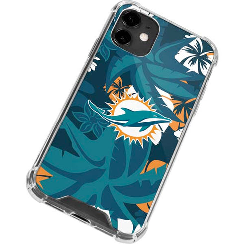 NFL Miami Dolphins Tropical Print iPhone 12 Mini Clear Case