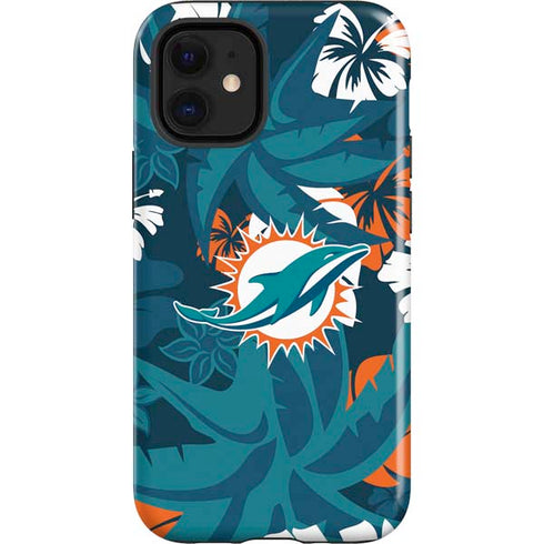 NFL Miami Dolphins Tropical Print iPhone 12 Mini Impact Case