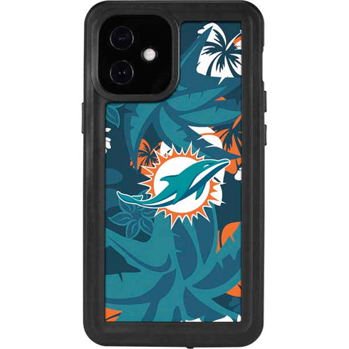 NFL Miami Dolphins Tropical Print iPhone 12 Mini Waterproof Case