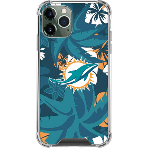 NFL Miami Dolphins Tropical Print iPhone 12 Pro Clear Case