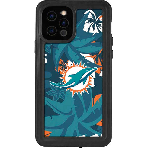 NFL Miami Dolphins Tropical Print iPhone 12 Pro Waterproof Case