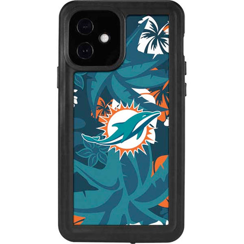 NFL Miami Dolphins Tropical Print iPhone 12 Waterproof Case