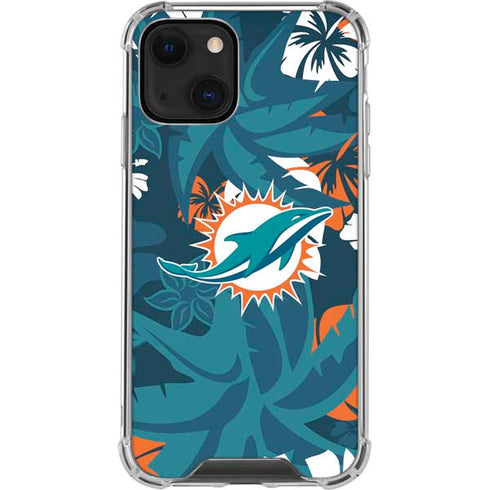 NFL Miami Dolphins Tropical Print iPhone 14 Clear Case