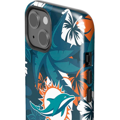 NFL Miami Dolphins Tropical Print iPhone 15 Plus Impact Case