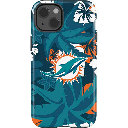 NFL Miami Dolphins Tropical Print iPhone 15 Impact Case