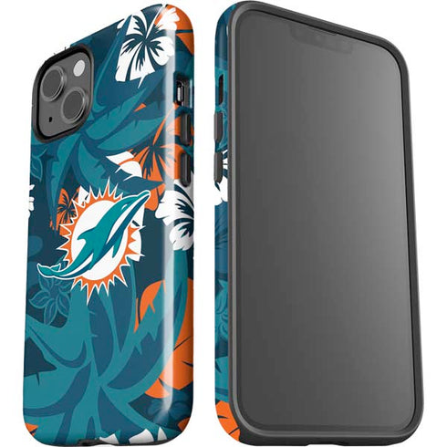 NFL Miami Dolphins Tropical Print iPhone 15 Impact Case