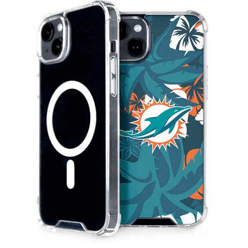 NFL Miami Dolphins Tropical Print iPhone 15 Plus MagSafe Case
