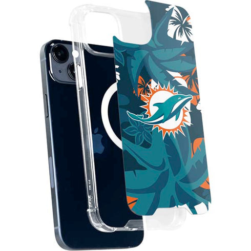 NFL Miami Dolphins Tropical Print iPhone 15 Plus MagSafe Case