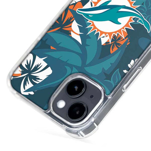 NFL Miami Dolphins Tropical Print iPhone 15 Plus MagSafe Case