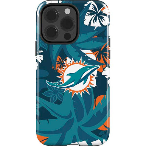NFL Miami Dolphins Tropical Print iPhone 14 Pro Impact Case