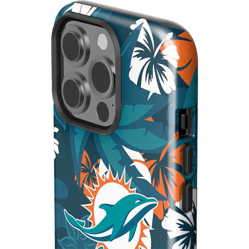 NFL Miami Dolphins Tropical Print iPhone 14 Pro Impact Case