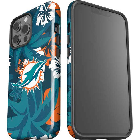 NFL Miami Dolphins Tropical Print iPhone 15 Pro Max Impact Case