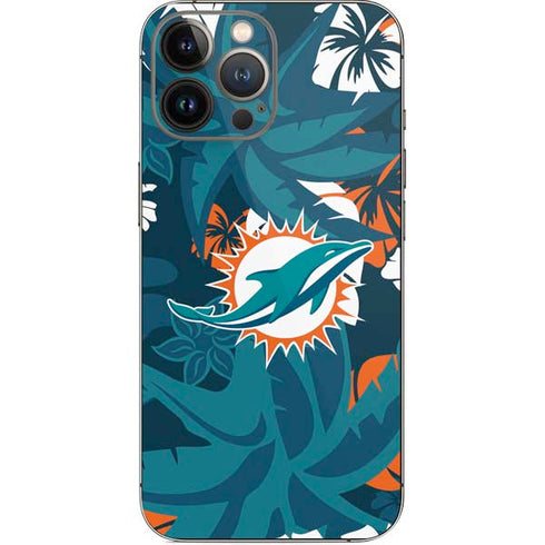 NFL Miami Dolphins Tropical Print iPhone 14 Pro Max Skin