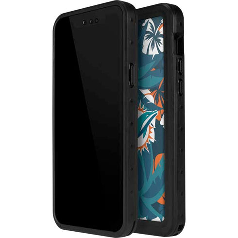 NFL Miami Dolphins Tropical Print iPhone 14 Pro Max Waterproof Case