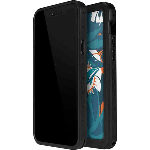 NFL Miami Dolphins Tropical Print iPhone 15 Waterproof Case