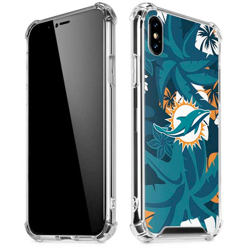 NFL Miami Dolphins Tropical Print iPhone X/XS Clear Case