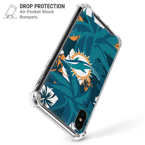 NFL Miami Dolphins Tropical Print iPhone X/XS Clear Case