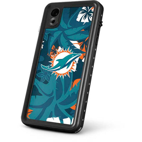 NFL Miami Dolphins Tropical Print iPhone XR Waterproof Case