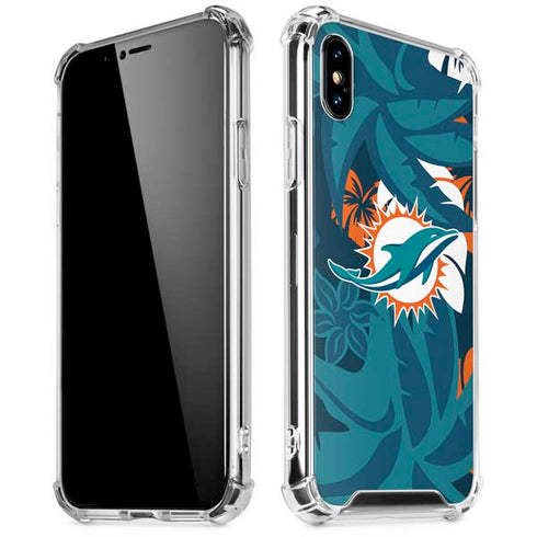 NFL Miami Dolphins Tropical Print iPhone XS Max Clear Case