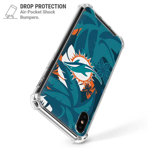 NFL Miami Dolphins Tropical Print iPhone XS Max Clear Case