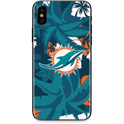 NFL Miami Dolphins Tropical Print iPhone XS Skin