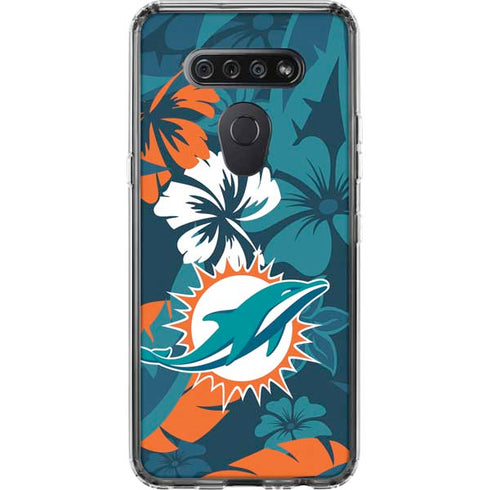 NFL Miami Dolphins Tropical Print LG K51/Q51 Clear Case