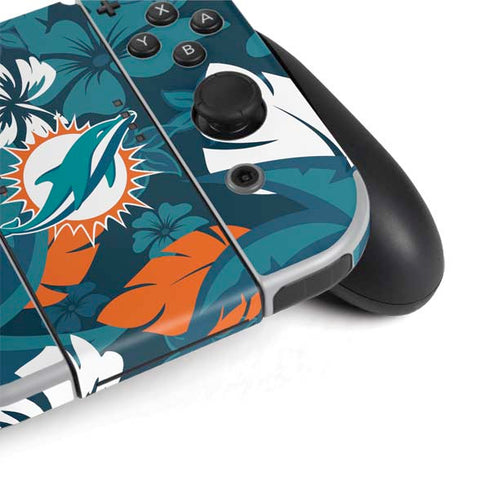 NFL Miami Dolphins Tropical Print Nintendo Switch OLED (2021) Skin