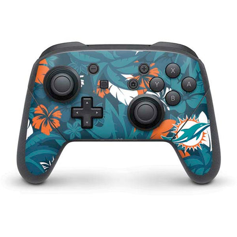 NFL Miami Dolphins Tropical Print Nintendo Switch Pro Controller Skin
