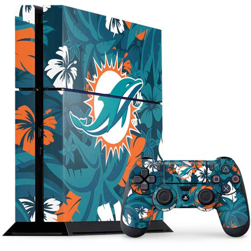 NFL Miami Dolphins Tropical Print PS4 Console and Controller Bundle Skin