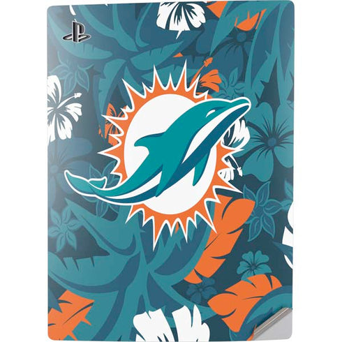 NFL Miami Dolphins Tropical Print PS5 Digital Edition Console Skin