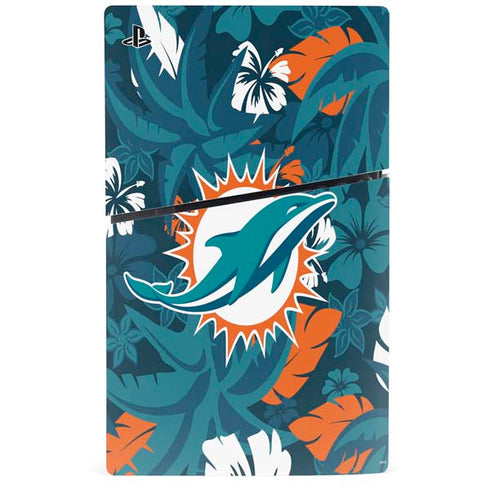 NFL Miami Dolphins Tropical Print PS5 Slim Disk Bundle Skin